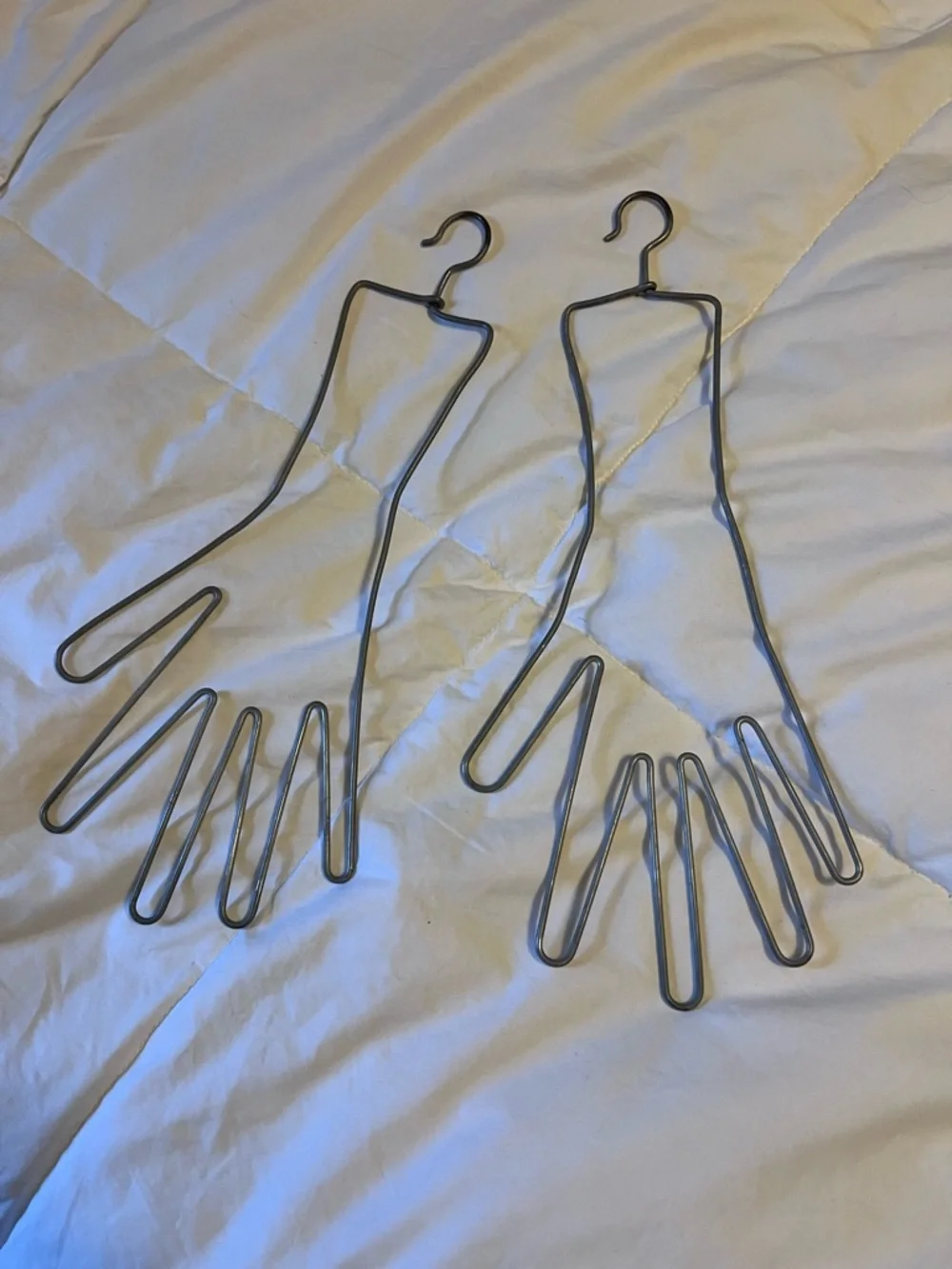 Vintage, Glove-Shaped Wire Hangers - Pair in Dark Gray